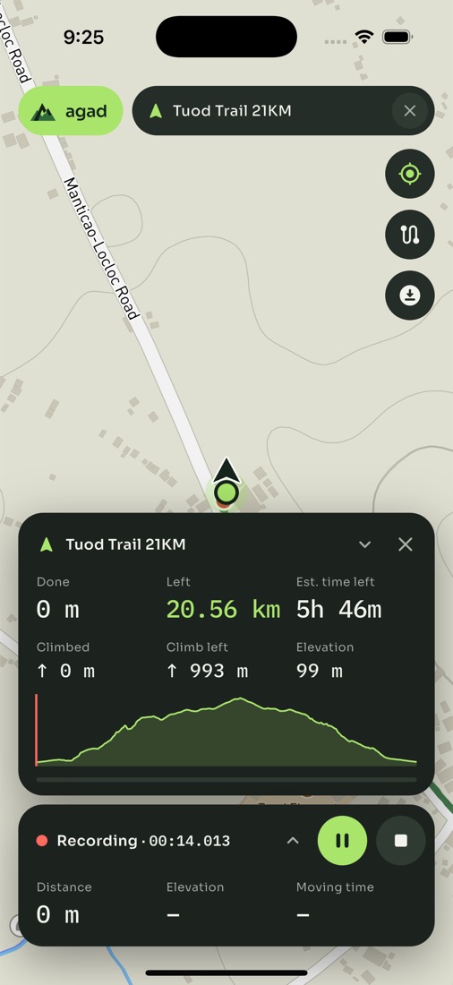 Following a trail in dark mode